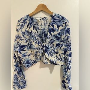 H&M floral linen crop top